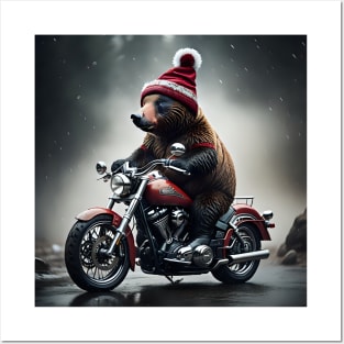 Moto Bear Claus Posters and Art